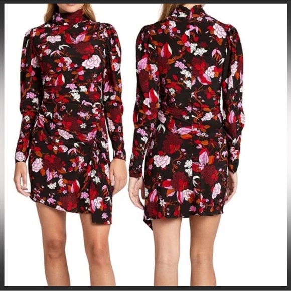 A.L.C. Marcel Dress in Black & Red Multi Floral Print Size 4 - Picture 1 of 9